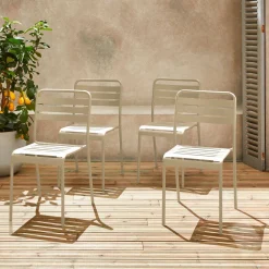 Set 4 sedie da giardino bistrot in acciaio