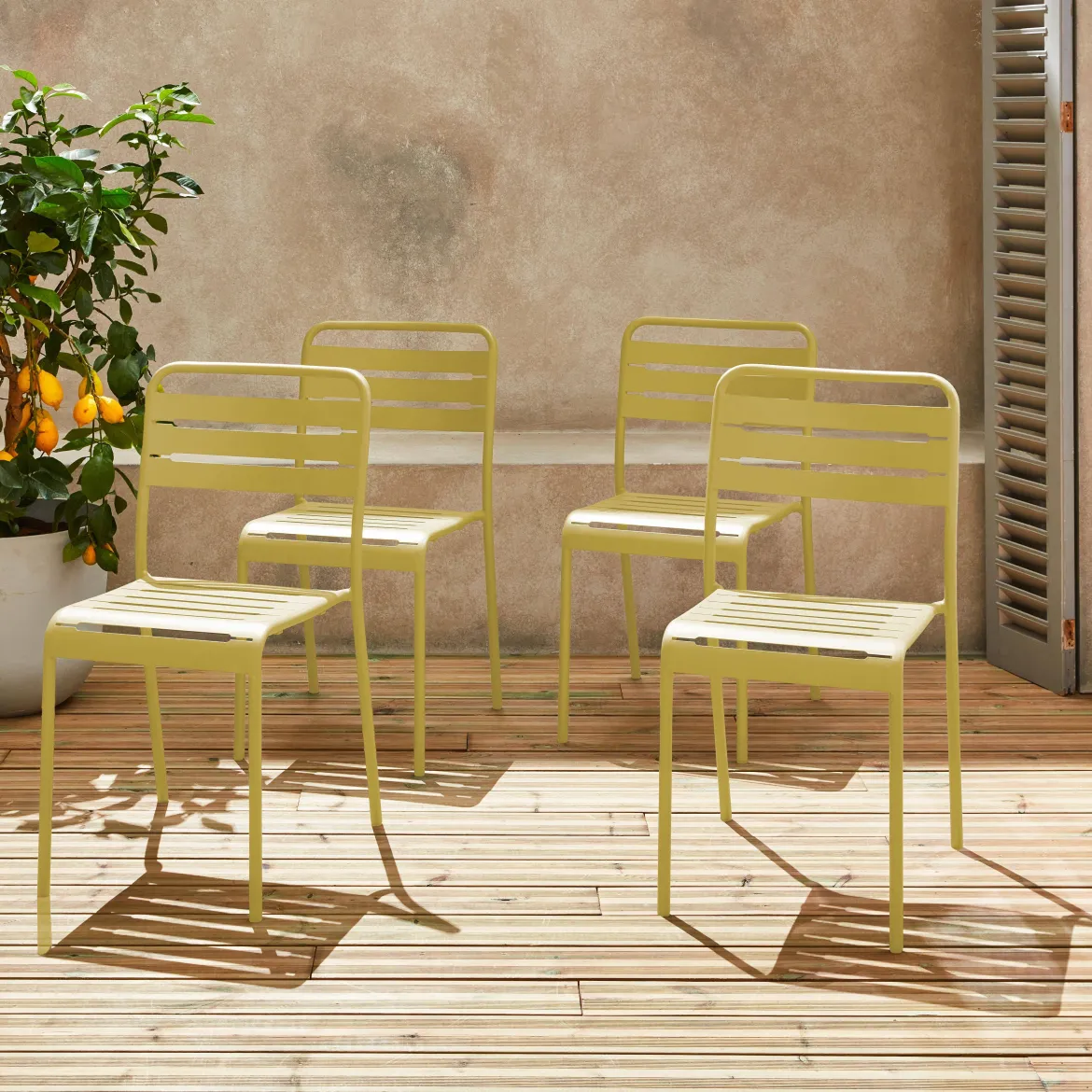 Set 4 sedie da giardino bistrot in acciaio