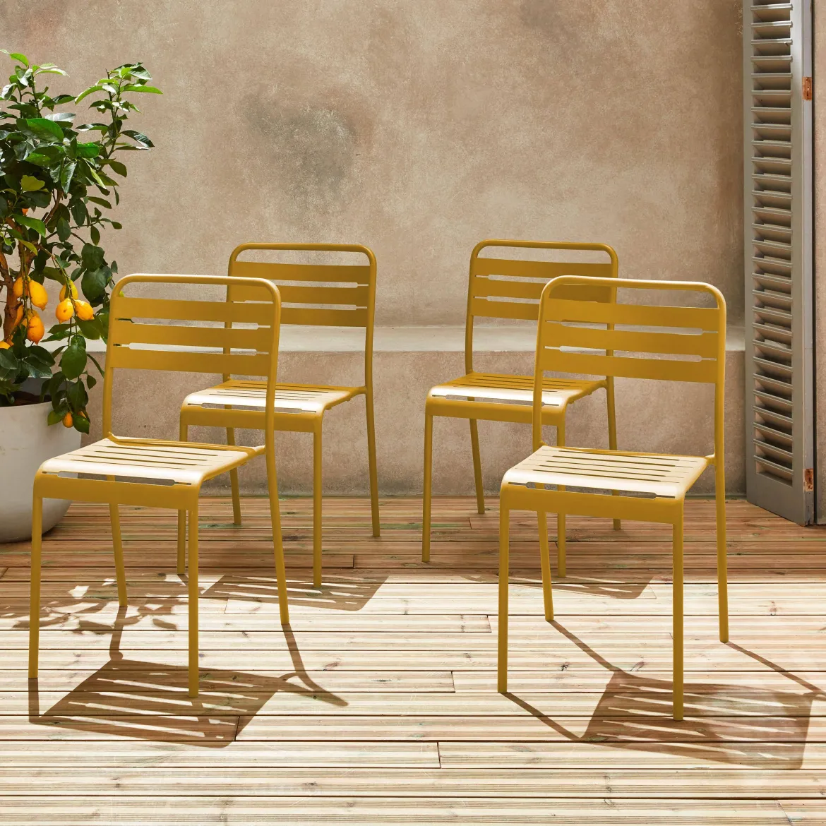 Set 4 sedie da giardino bistrot in acciaio