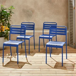 Set 4 sedie da giardino bistrot in acciaio