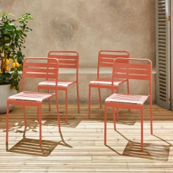 Set 4 sedie da giardino bistrot in acciaio