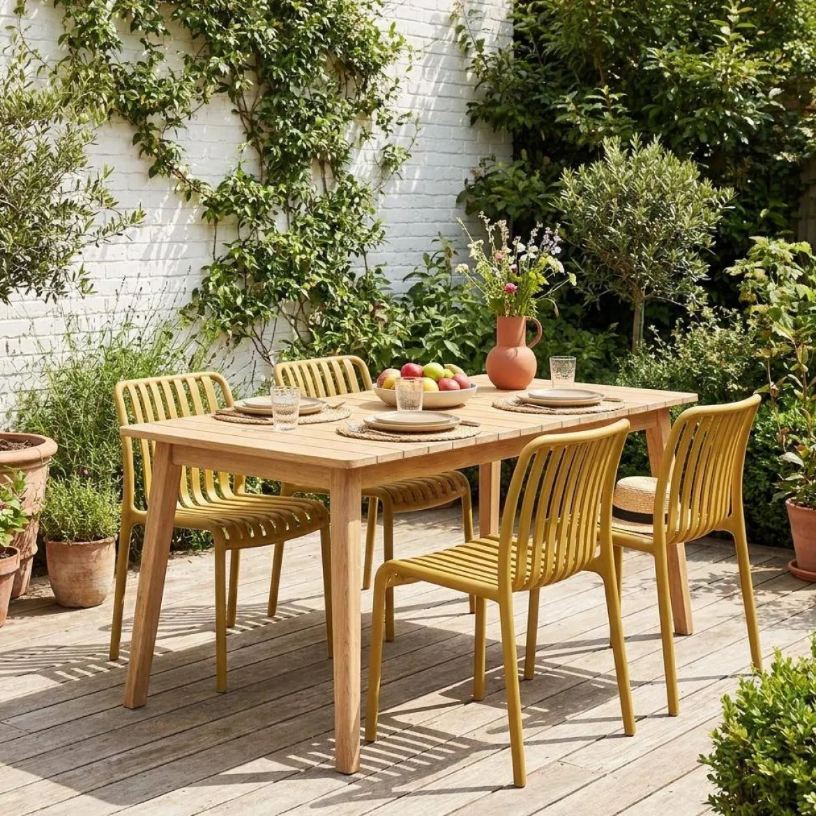 Set 4 sedie da giardino impilabili in plastica