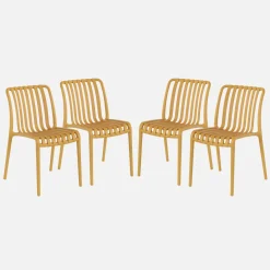 Set 4 sedie da giardino impilabili in plastica