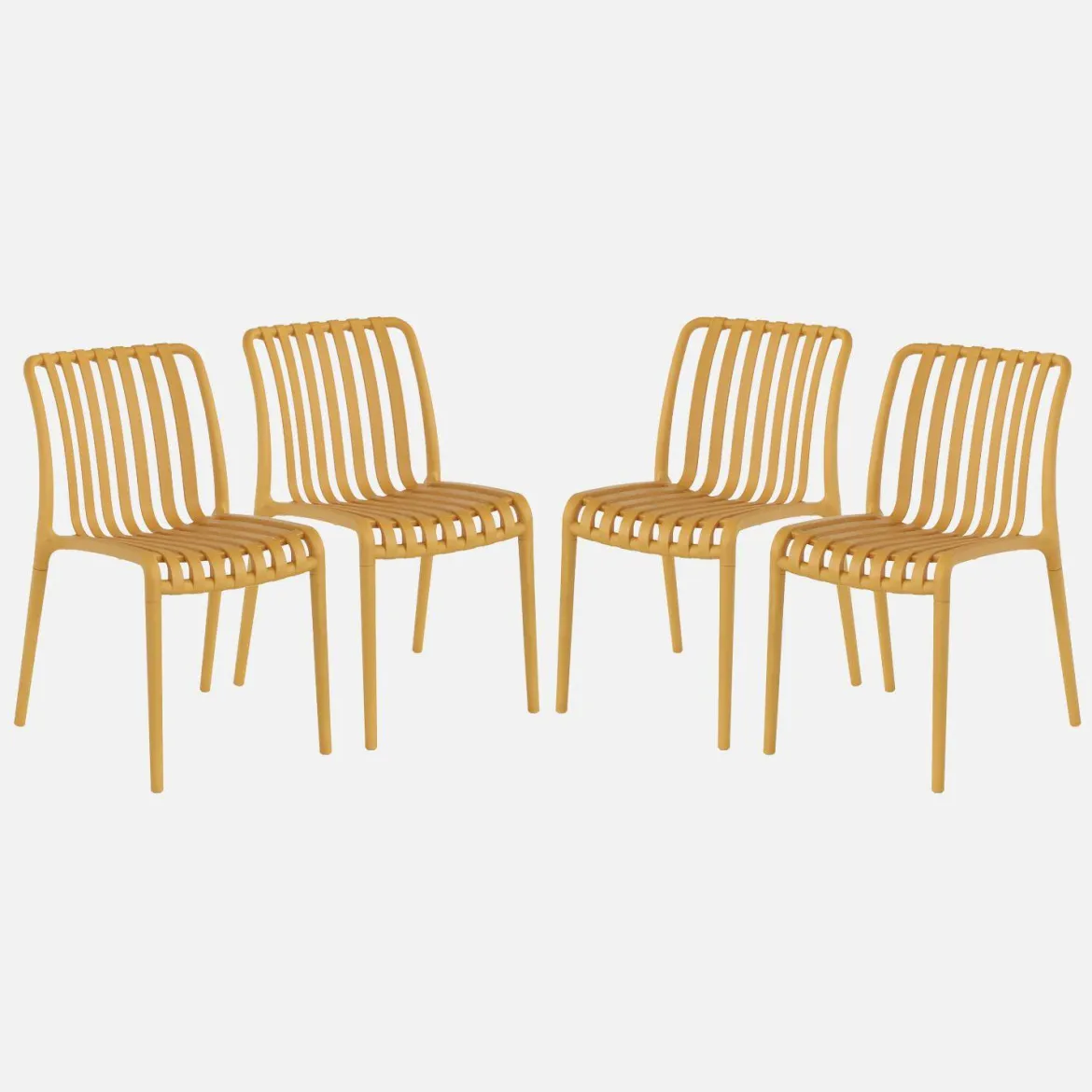Set 4 sedie da giardino impilabili in plastica