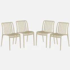 Set 4 sedie da giardino impilabili in plastica