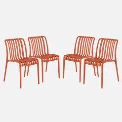 Set 4 sedie da giardino impilabili in plastica