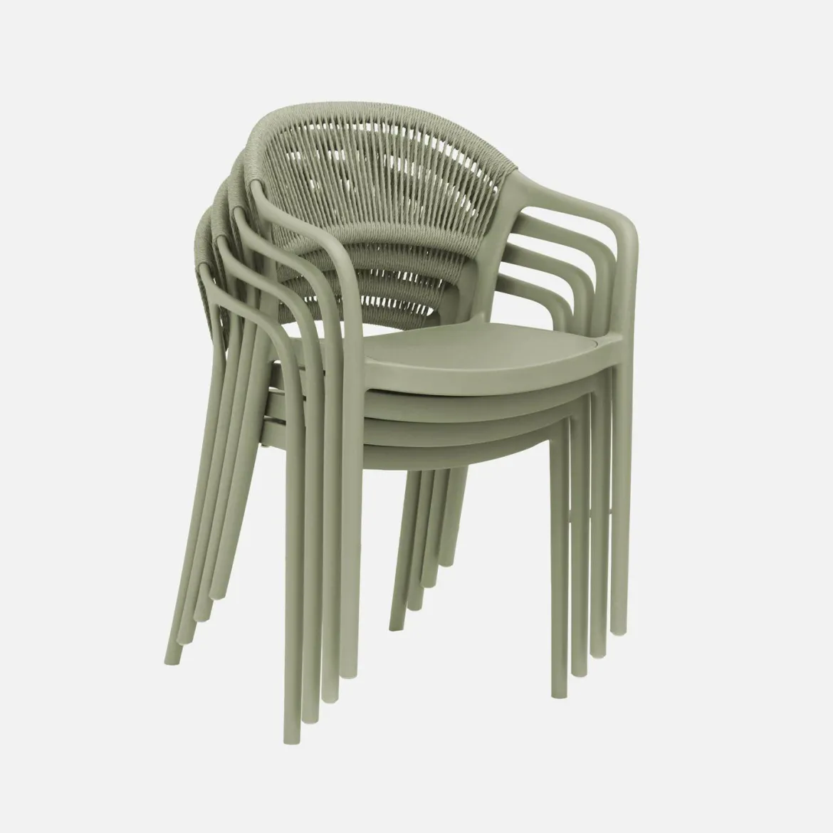 Set 4 sedie da giardino impilabili con effetto corda