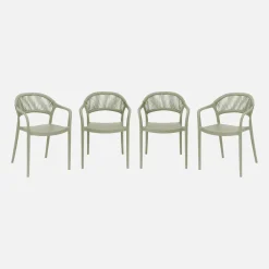 Set 4 sedie da giardino impilabili con effetto corda