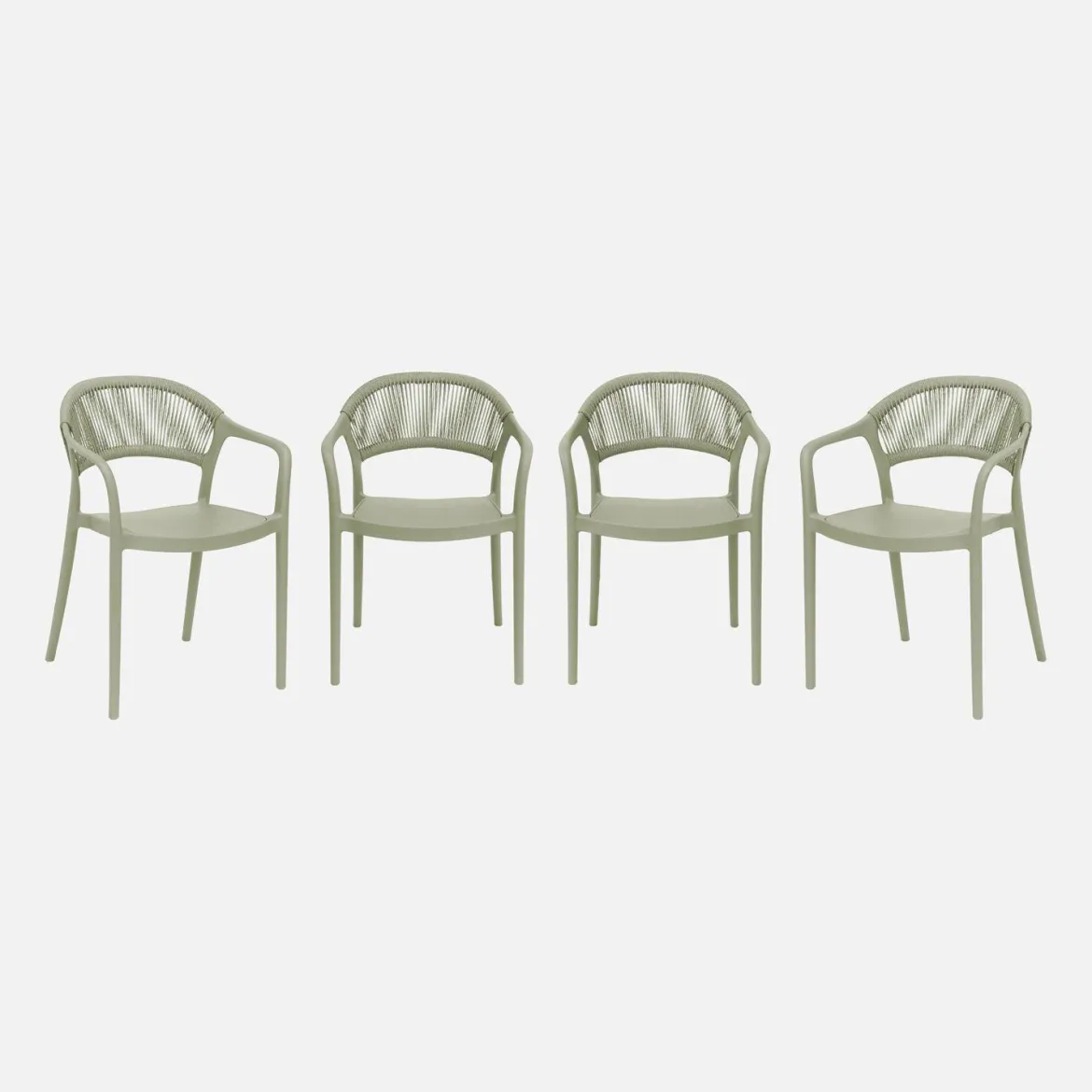 Set 4 sedie da giardino impilabili con effetto corda