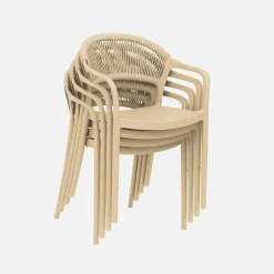 Set 4 sedie da giardino impilabili con effetto corda