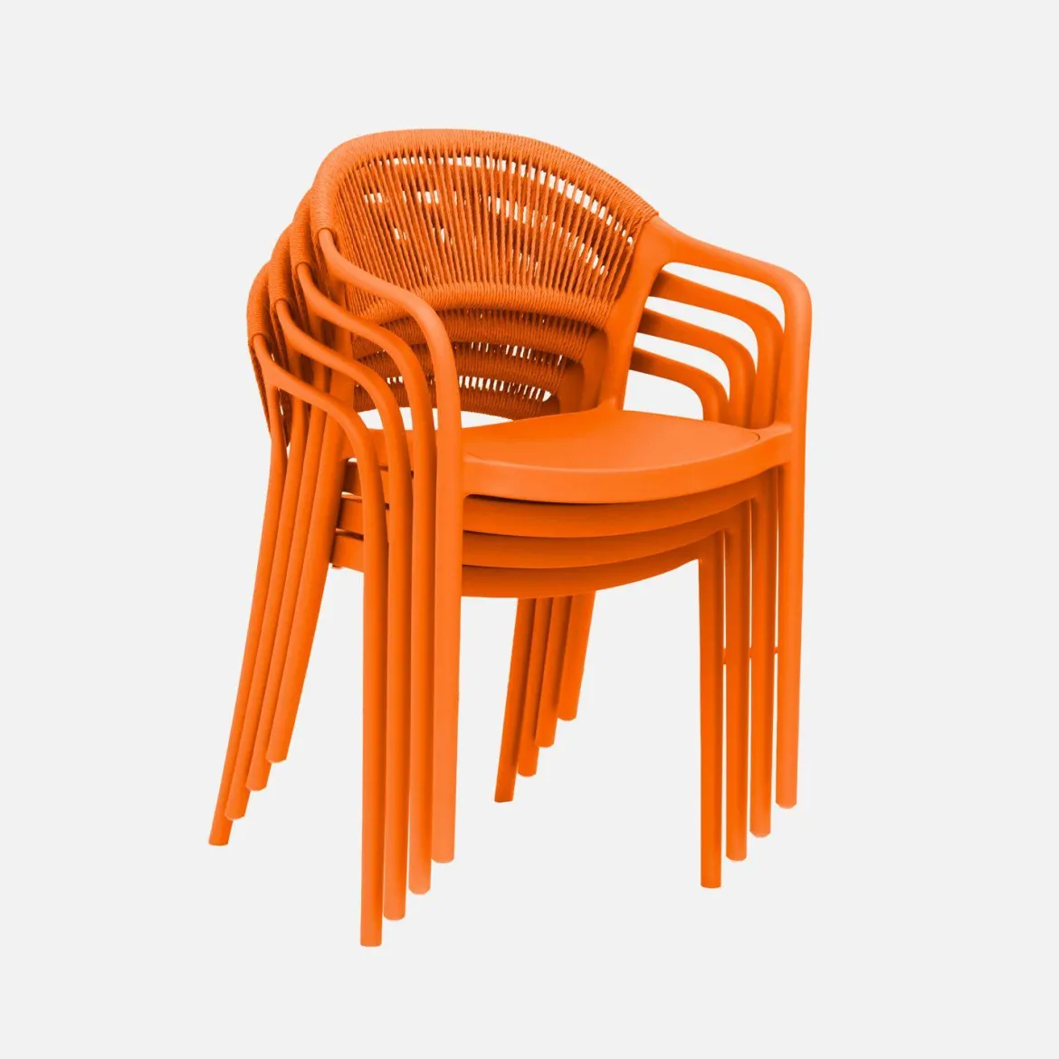 Set 4 sedie da giardino impilabili con effetto corda