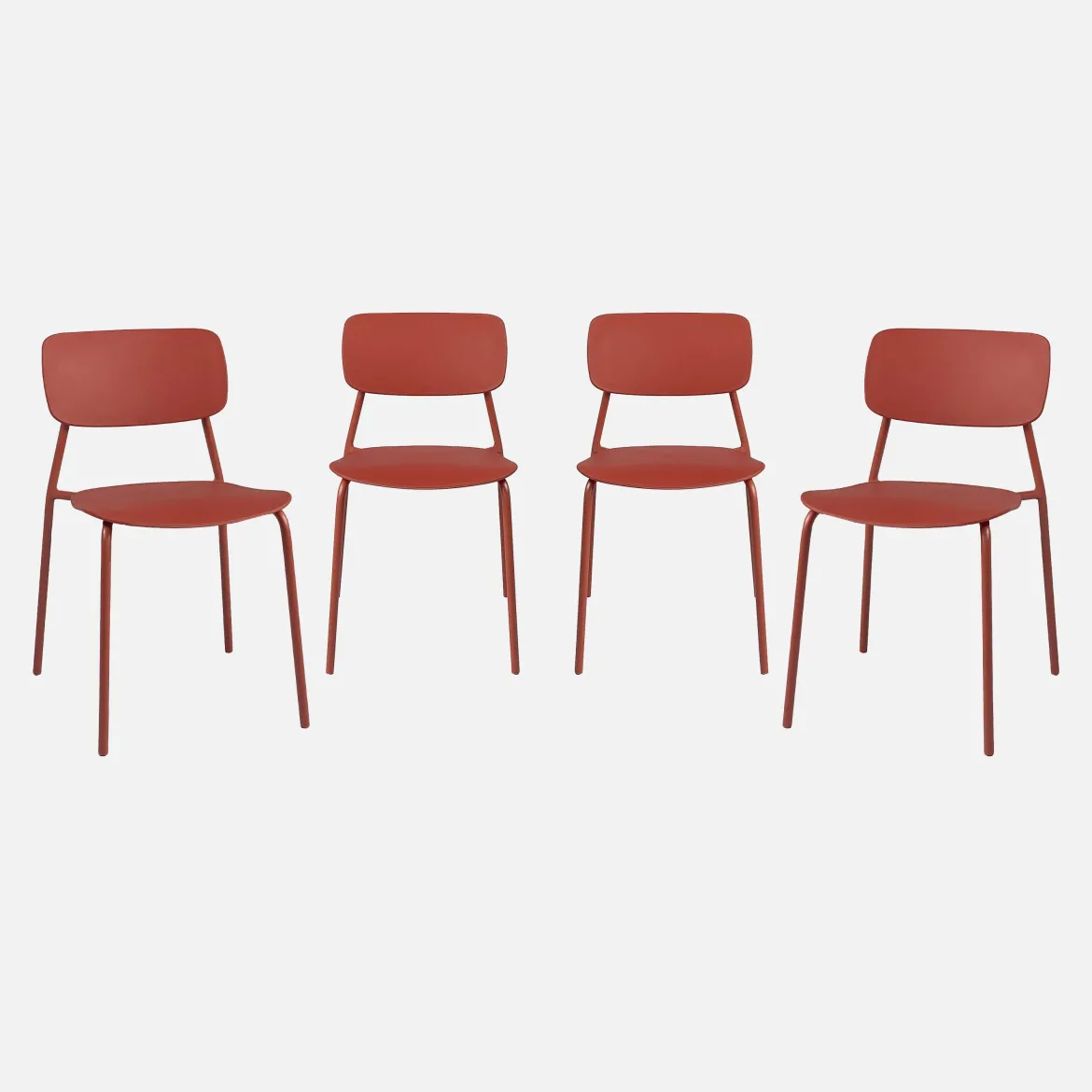 Set 4 sedie da giardino impilabili in acciaio e plastica