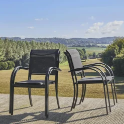 Set 4 sedie da giardino in alluminio e textilene