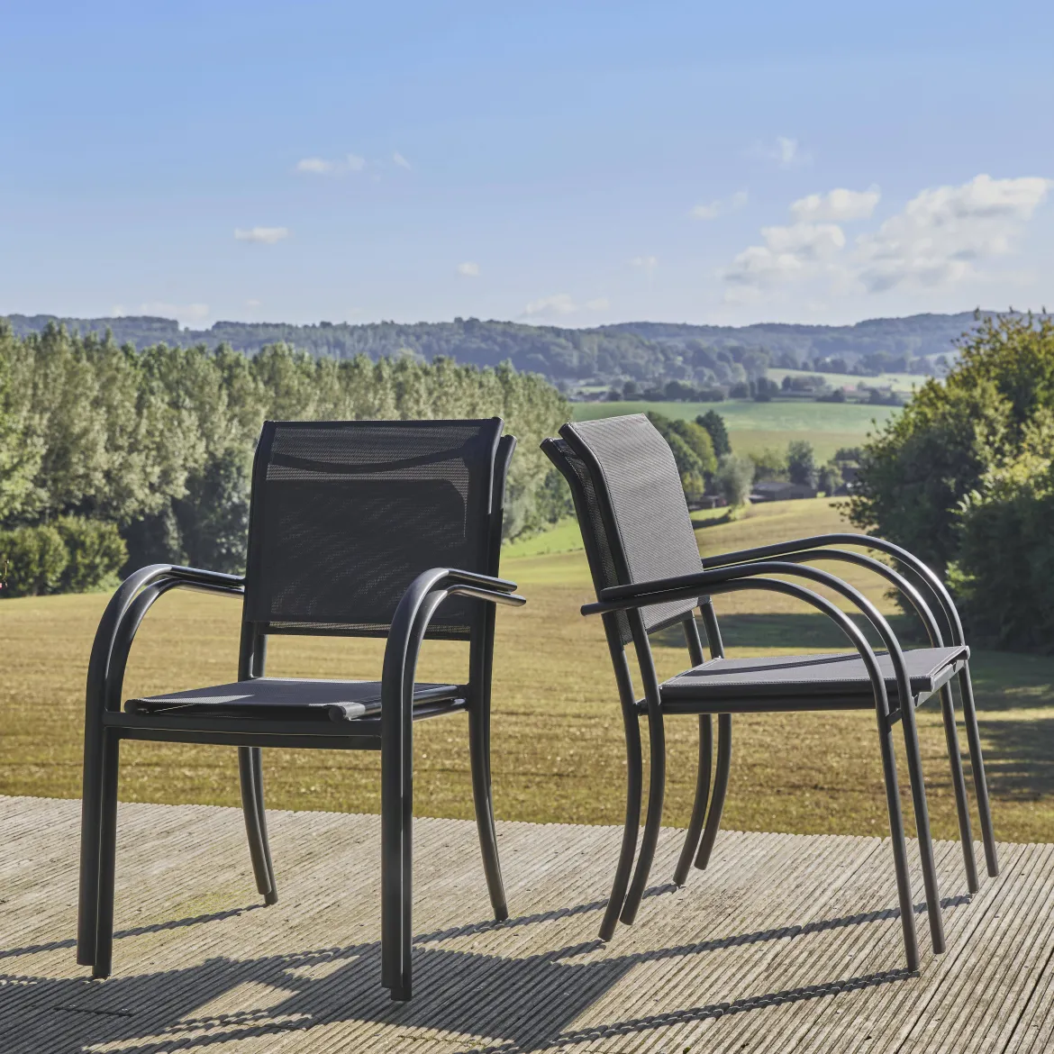 Set 4 sedie da giardino in alluminio e textilene