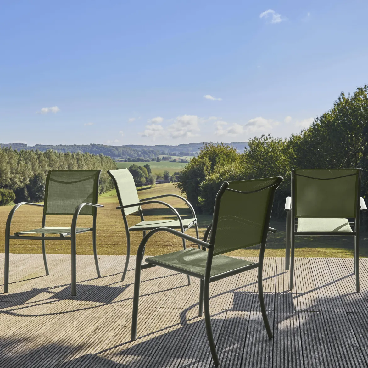 Set 4 sedie da giardino in alluminio e textilene
