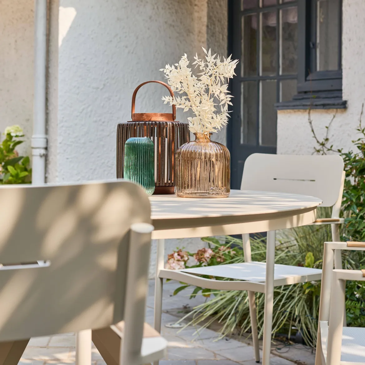 Set 4 sedie da giardino in alluminio e textilene