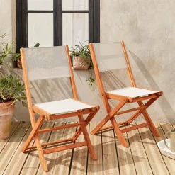 Set 2 sedie da giardino pieghevoli in legno