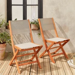 Set 2 sedie da giardino pieghevoli in legno