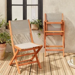 Set 2 sedie da giardino pieghevoli in legno