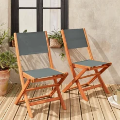 Set 2 sedie da giardino pieghevoli in legno