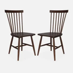 Set 2 sedie da pranzo in legno, impilabili stile vintage