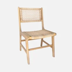 Set 2 sedie in canna e legno