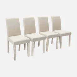 Set 4 sedie in tessuto con gambe in legno