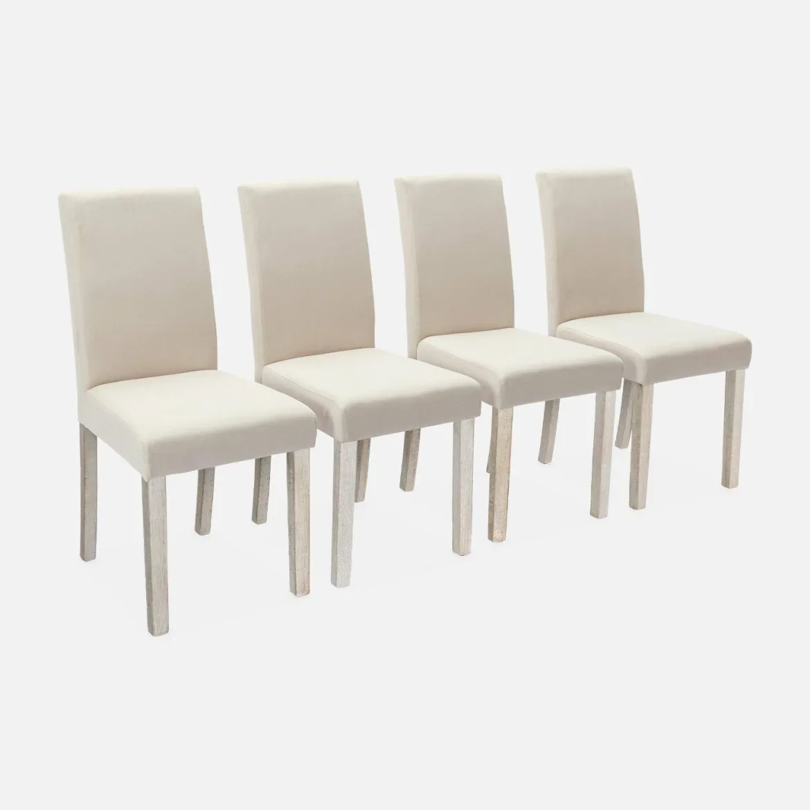 Set 4 sedie in tessuto con gambe in legno