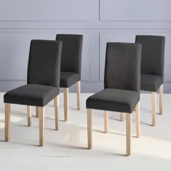 Set 4 sedie in tessuto con gambe in legno