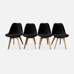 Set 4 sedie scandinave bouclé e gambe in legno
