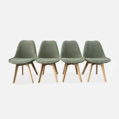 Set 4 sedie scandinave bouclé e gambe in legno