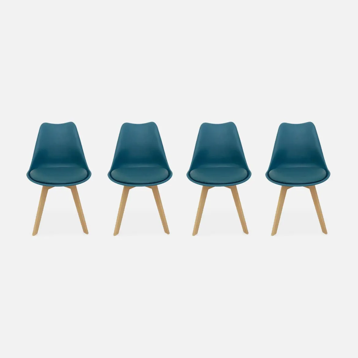 Set 4 sedie scandinave imbottite con gambe in legno
