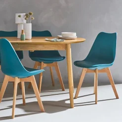 Set 4 sedie scandinave imbottite con gambe in legno