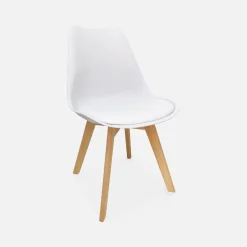 Set 4 sedie scandinave imbottite con gambe in legno