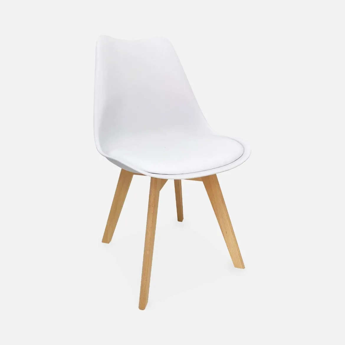 Set 4 sedie scandinave imbottite con gambe in legno