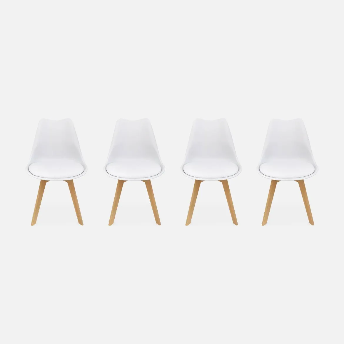 Set 4 sedie scandinave imbottite con gambe in legno