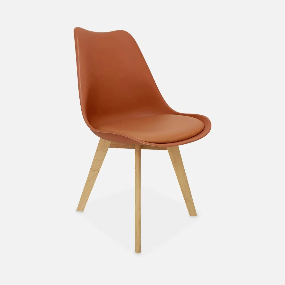 Set 4 sedie scandinave imbottite con gambe in legno