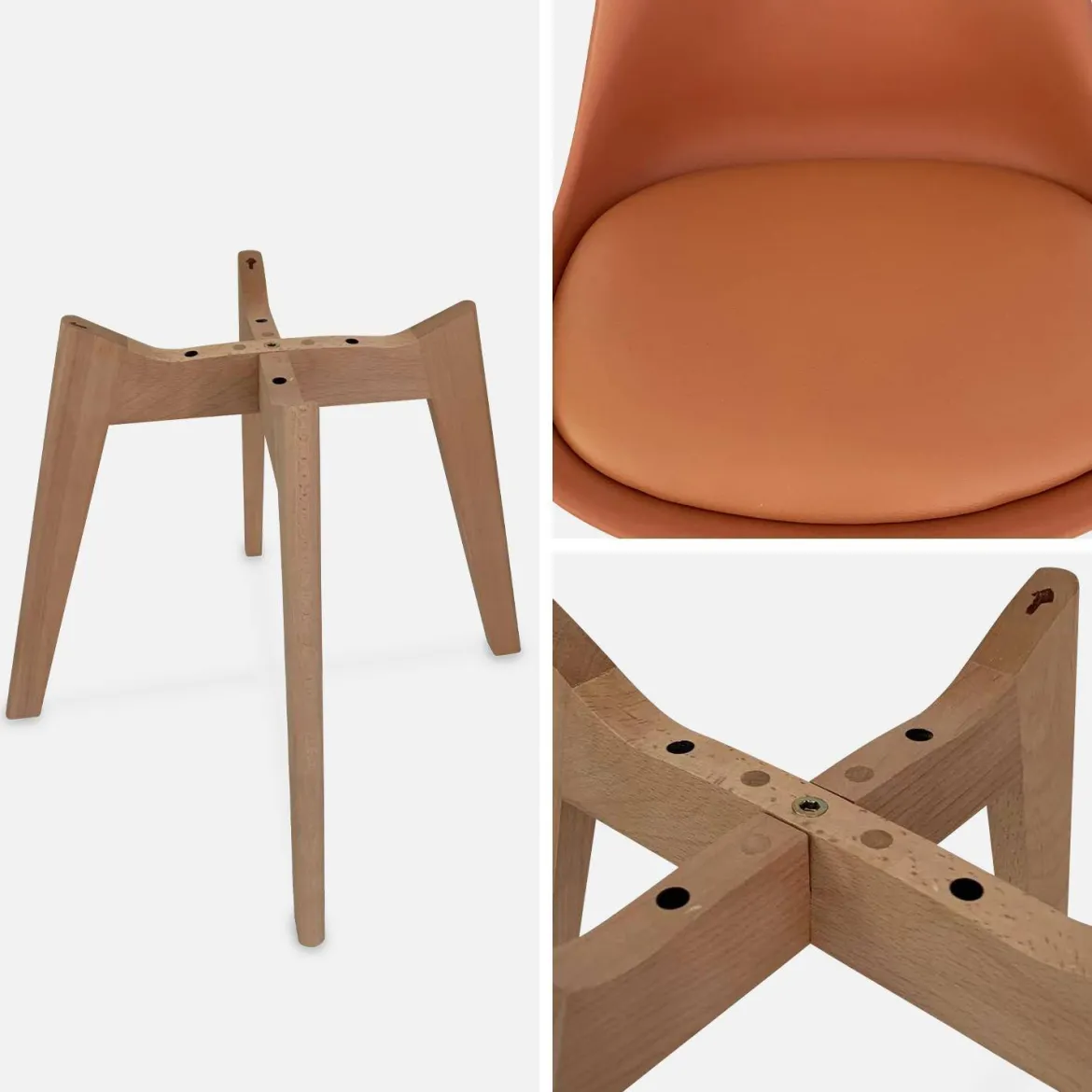 Set 4 sedie scandinave imbottite con gambe in legno