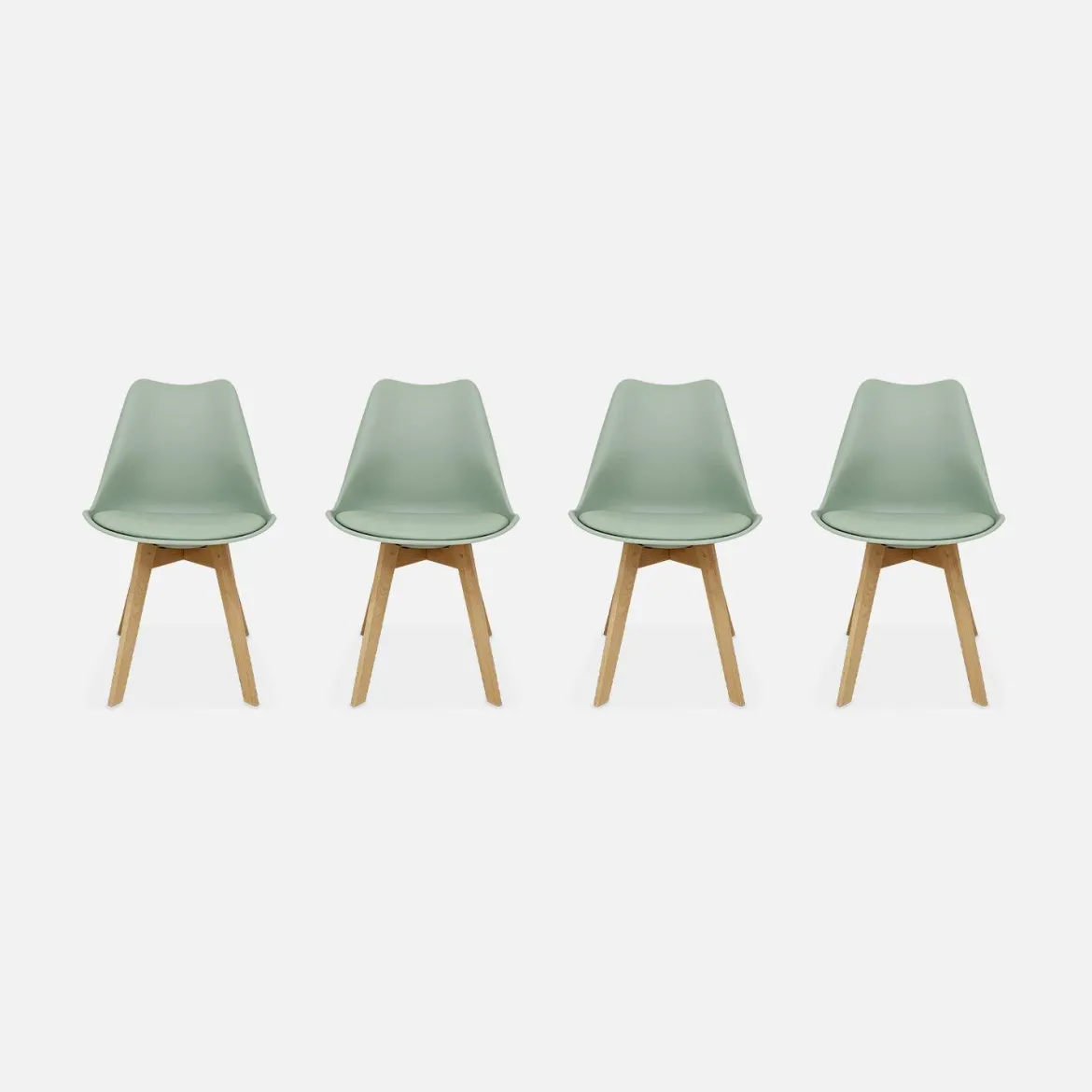 Set 4 sedie scandinave imbottite con gambe in legno