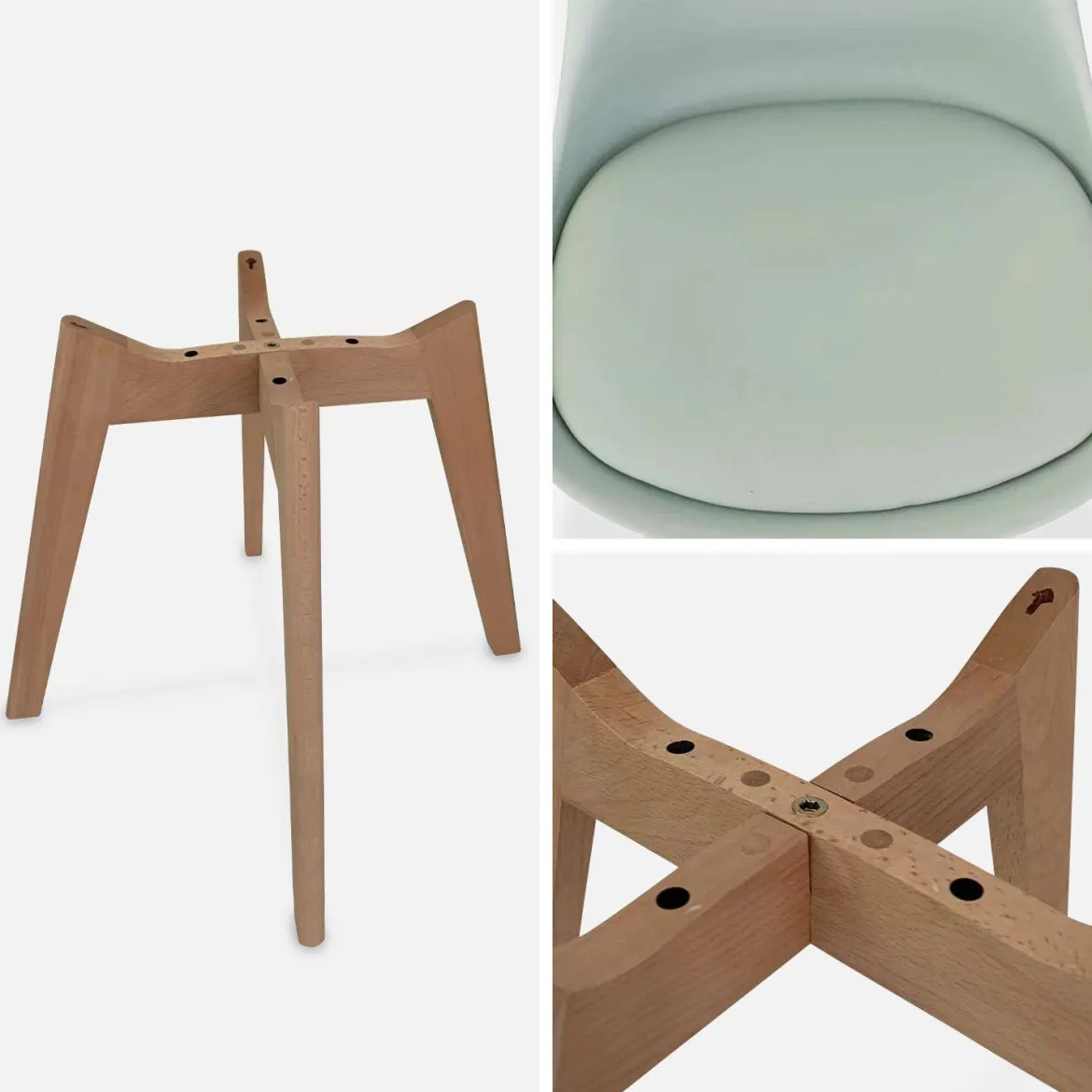 Set 4 sedie scandinave imbottite con gambe in legno