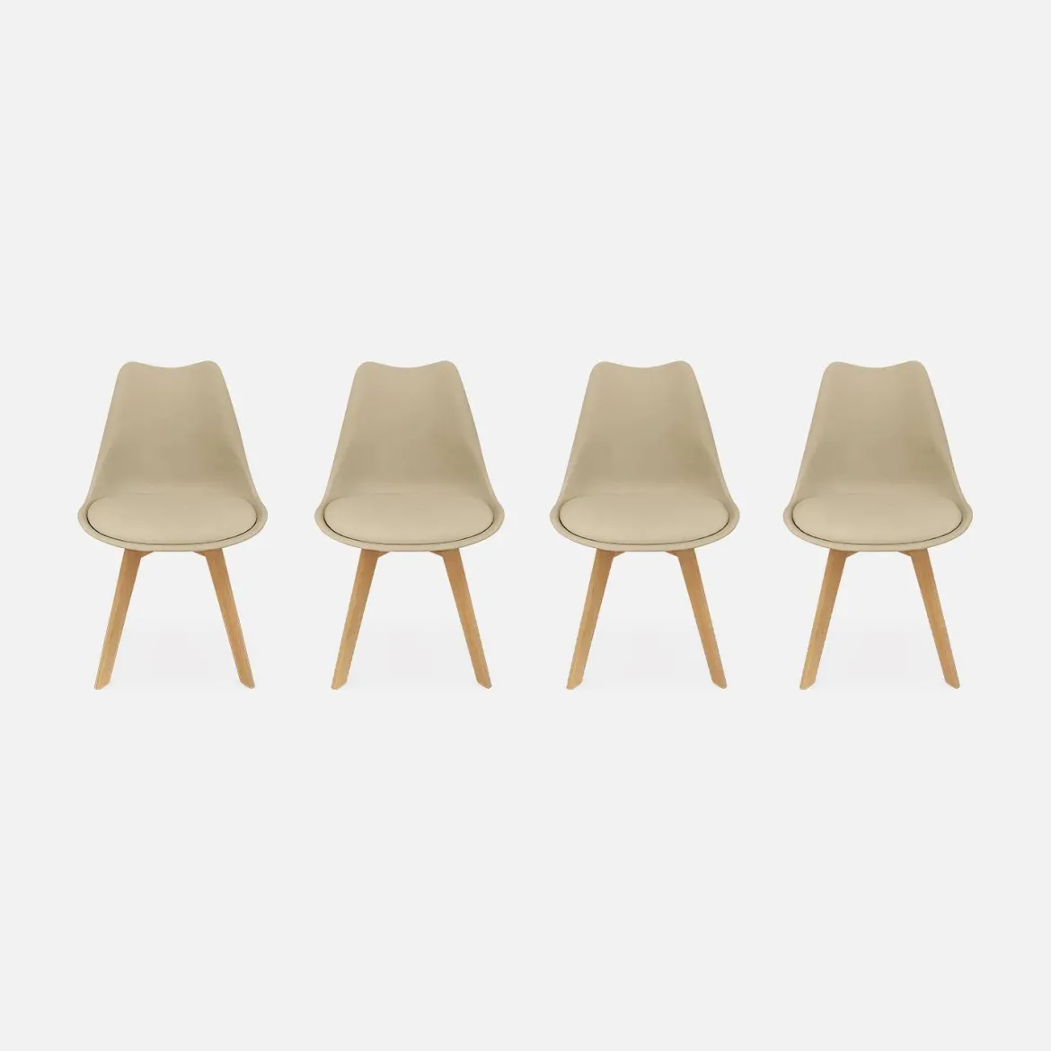 Set 4 sedie scandinave imbottite con gambe in legno