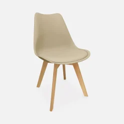 Set 4 sedie scandinave imbottite con gambe in legno