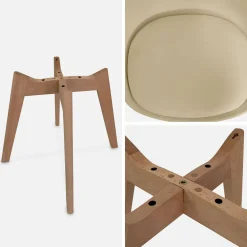 Set 4 sedie scandinave imbottite con gambe in legno
