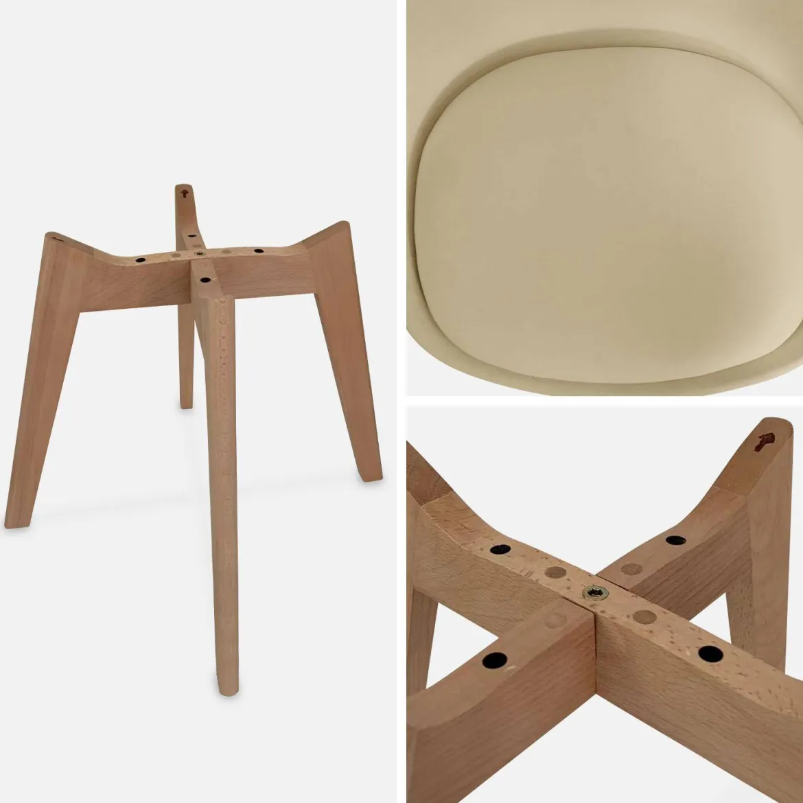 Set 4 sedie scandinave imbottite con gambe in legno