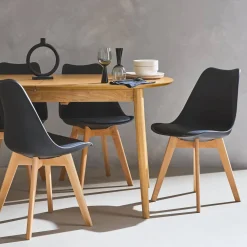 Set 6 sedie scandinave imbottite con gambe in legno