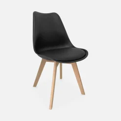Set 6 sedie scandinave imbottite con gambe in legno