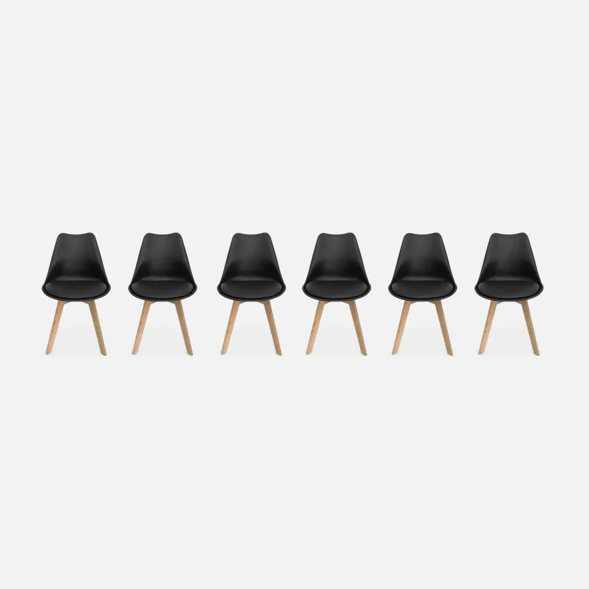 Set 6 sedie scandinave imbottite con gambe in legno