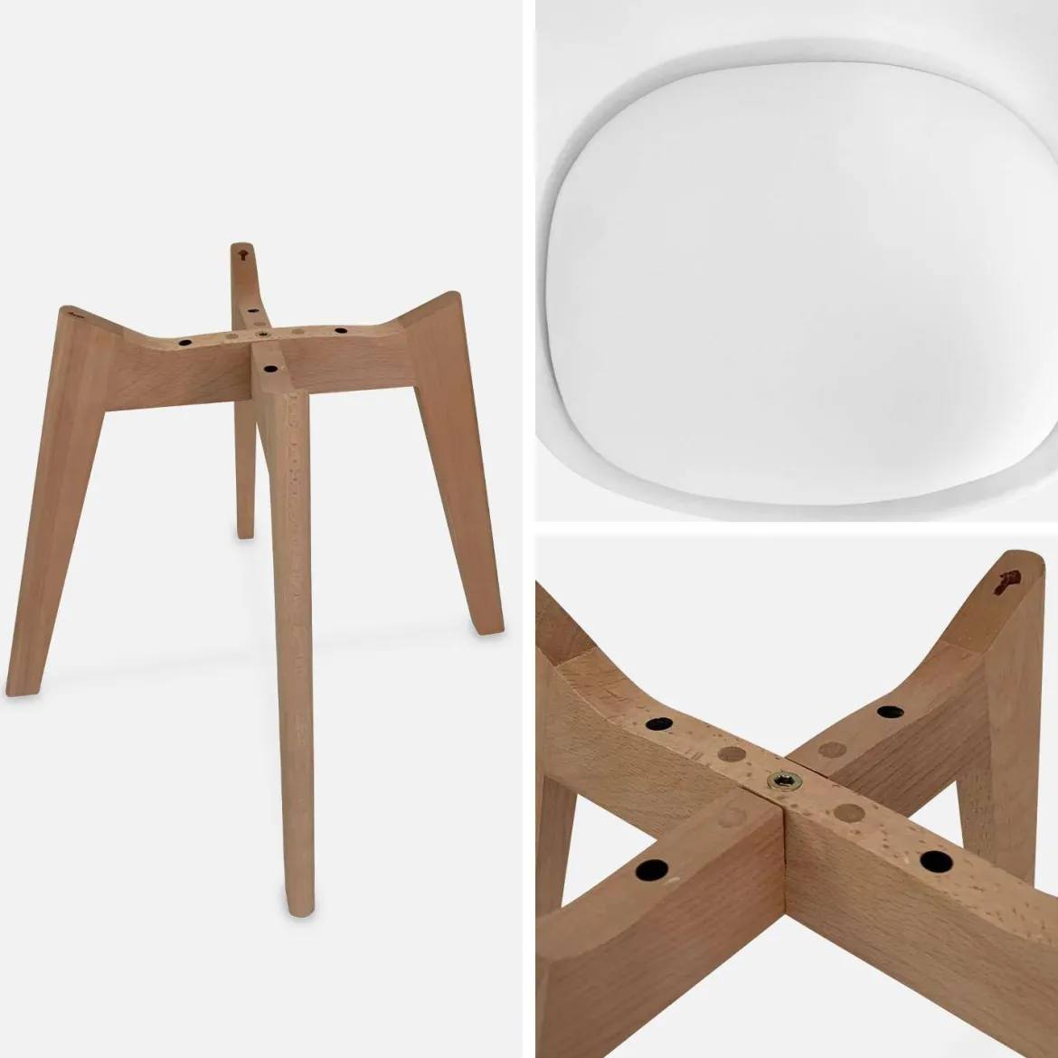 Set 6 sedie scandinave imbottite con gambe in legno