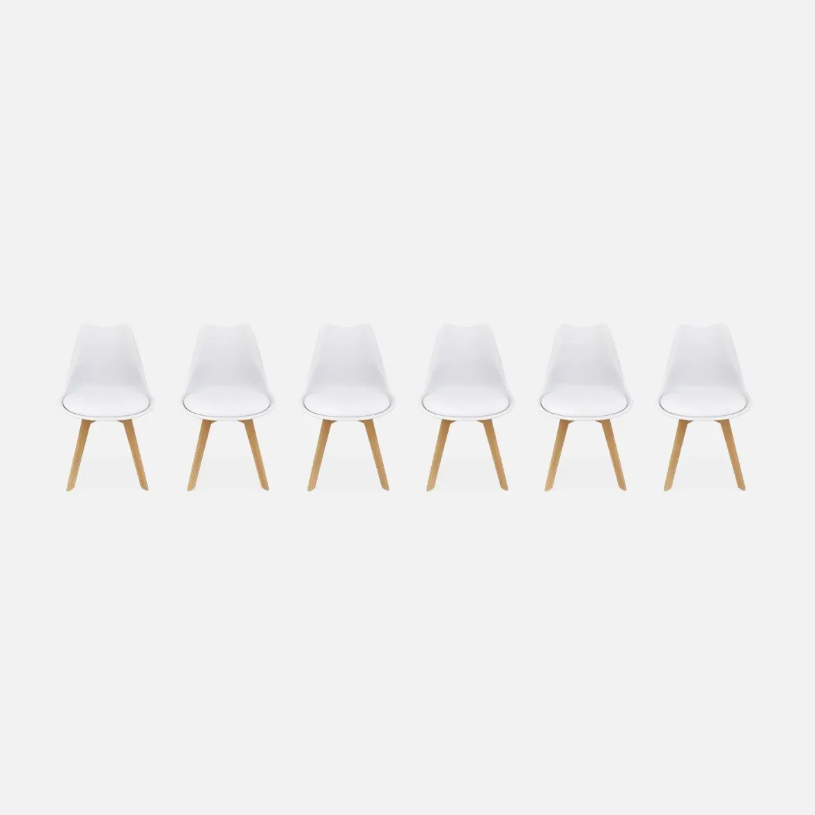 Set 6 sedie scandinave imbottite con gambe in legno