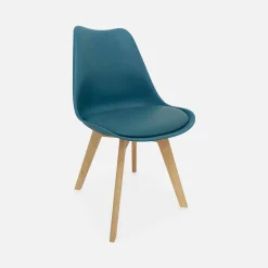 Set 6 sedie scandinave imbottite con gambe in legno